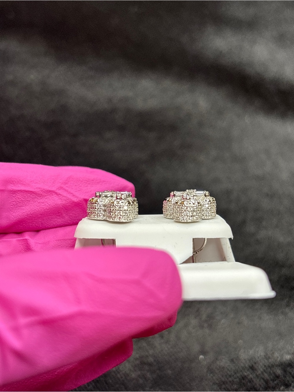 .925 Sterling Silver 3 CTW VVS Moissanite Medium Cross Stud Earrings - Picture 7 of 10